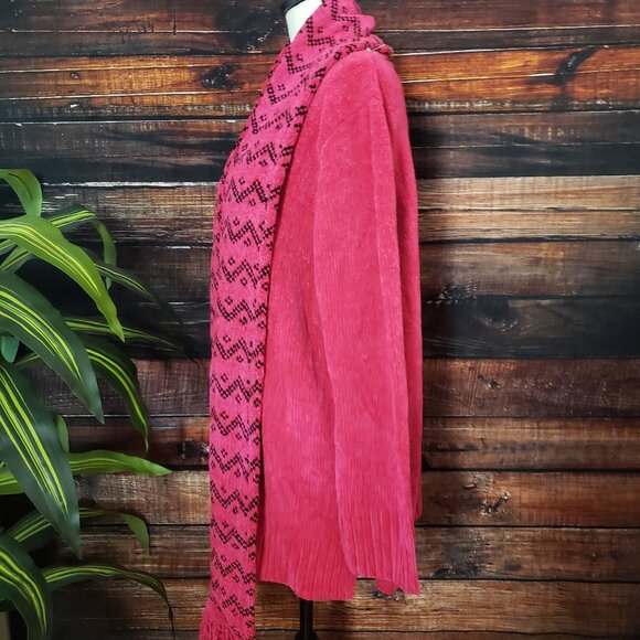 NWT White Stag Scarf Sweater Set Plus Size 22W 24W Magenta Soft Warm Chenille - Picture 5 of 10